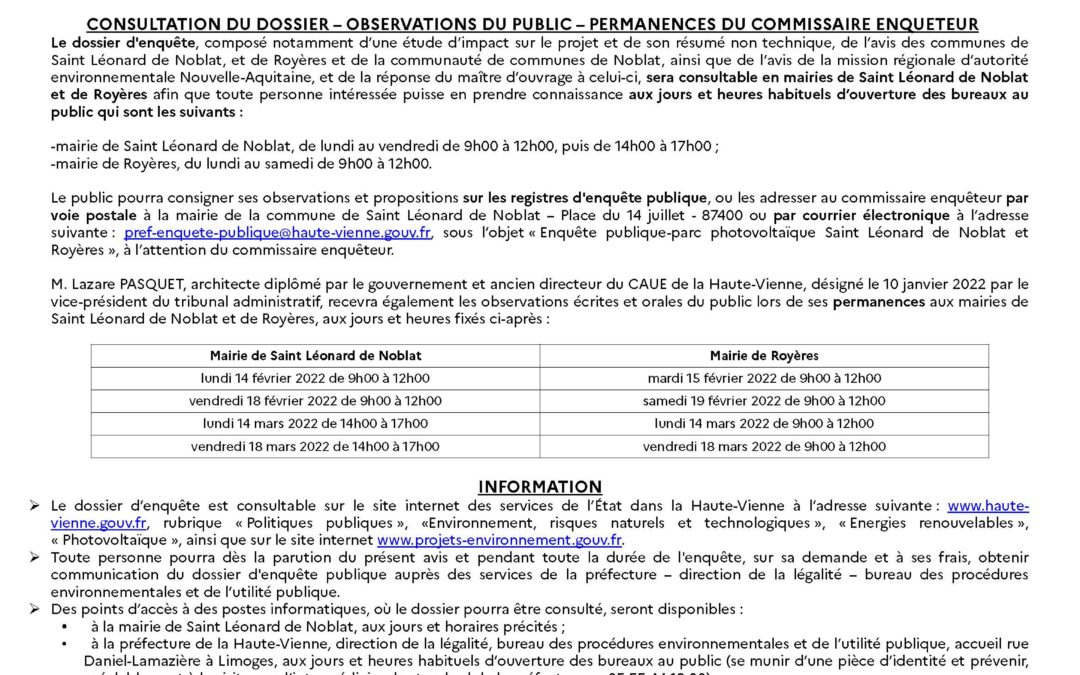 Avis d’enquête publique – Le Theil