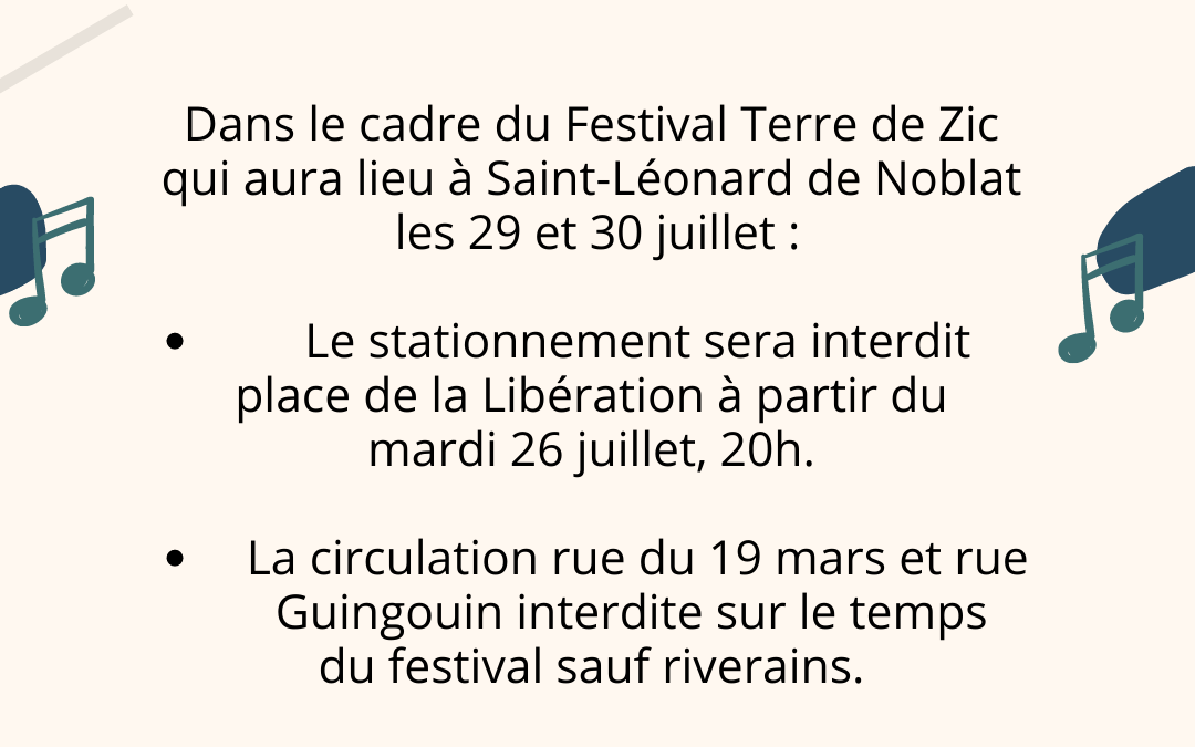 Festival Terre de Zic : stationnement et circulation